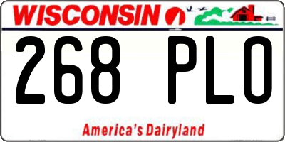 WI license plate 268PLO