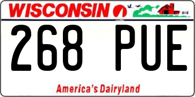 WI license plate 268PUE