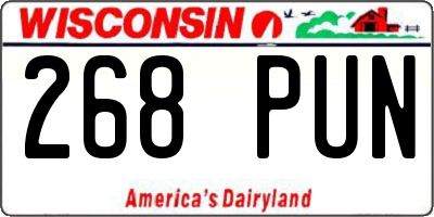 WI license plate 268PUN