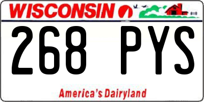 WI license plate 268PYS