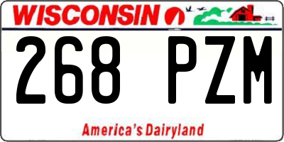 WI license plate 268PZM