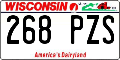 WI license plate 268PZS