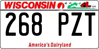 WI license plate 268PZT