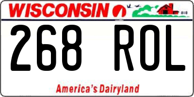 WI license plate 268ROL