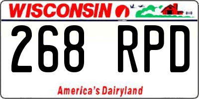 WI license plate 268RPD