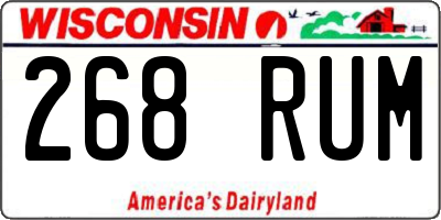 WI license plate 268RUM