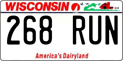 WI license plate 268RUN