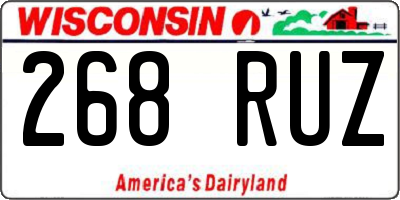 WI license plate 268RUZ