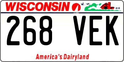 WI license plate 268VEK