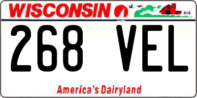 WI license plate 268VEL