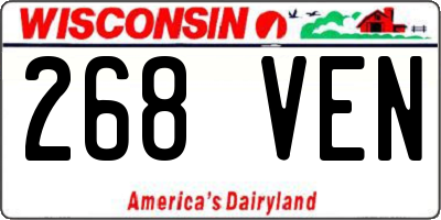 WI license plate 268VEN
