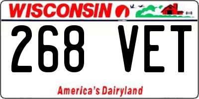 WI license plate 268VET