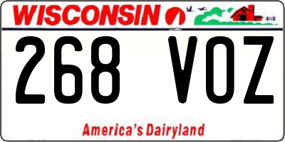 WI license plate 268VOZ