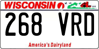 WI license plate 268VRD