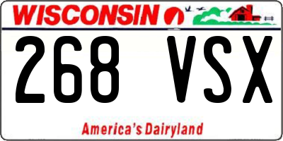 WI license plate 268VSX