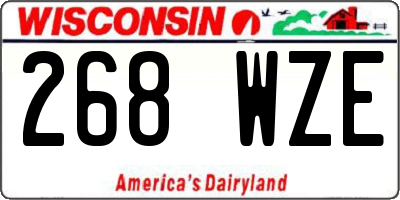 WI license plate 268WZE