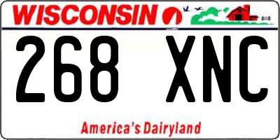 WI license plate 268XNC