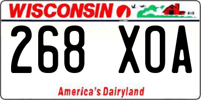 WI license plate 268XOA