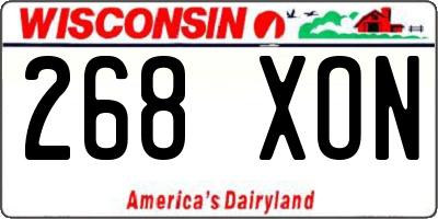WI license plate 268XON
