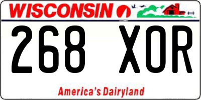 WI license plate 268XOR