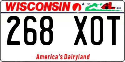 WI license plate 268XOT