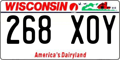 WI license plate 268XOY