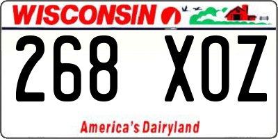 WI license plate 268XOZ