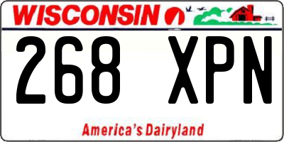 WI license plate 268XPN