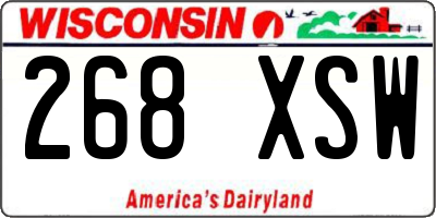 WI license plate 268XSW