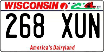 WI license plate 268XUN