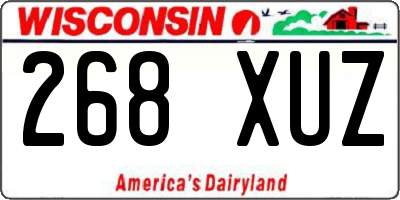 WI license plate 268XUZ