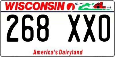 WI license plate 268XXO