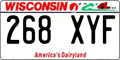 WI license plate 268XYF