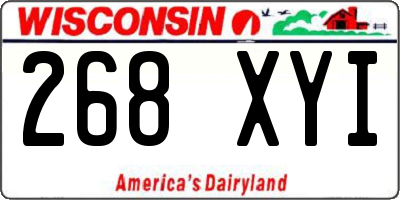 WI license plate 268XYI