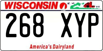 WI license plate 268XYP