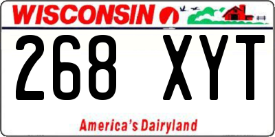 WI license plate 268XYT