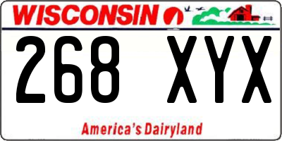 WI license plate 268XYX