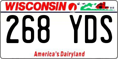 WI license plate 268YDS