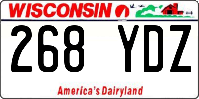 WI license plate 268YDZ