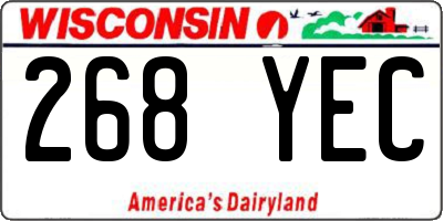 WI license plate 268YEC