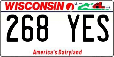 WI license plate 268YES