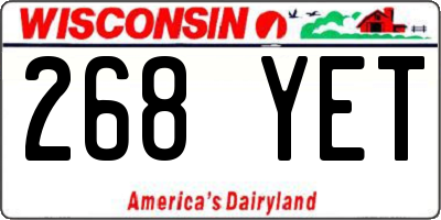 WI license plate 268YET