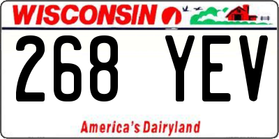 WI license plate 268YEV