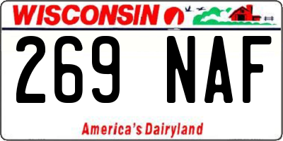 WI license plate 269NAF