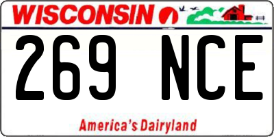 WI license plate 269NCE