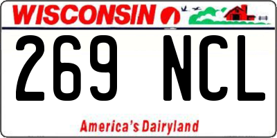 WI license plate 269NCL
