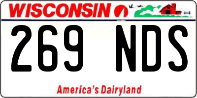 WI license plate 269NDS