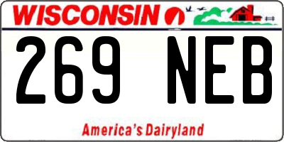 WI license plate 269NEB