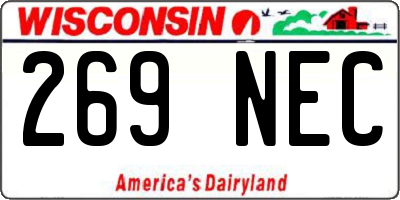 WI license plate 269NEC