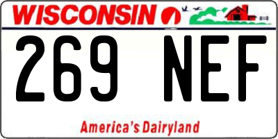 WI license plate 269NEF